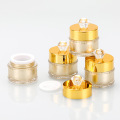 en gros en plastique acrylique pp forme de diamant gold couleur 5g échantillon jar crème pour les yeux cosmétiques