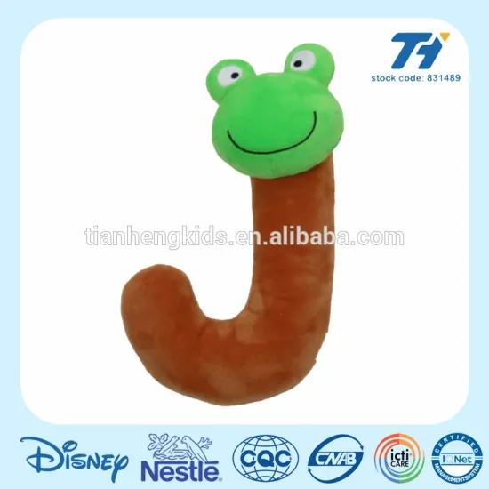 Custom J alphabet letter toys for study and educational frog puzzle stuffed toys