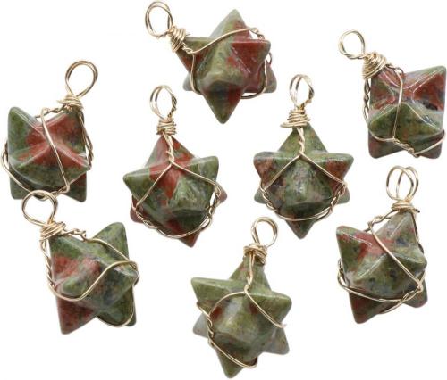 Unakite Merkaba Star Pendants for Necklace Jewelry
