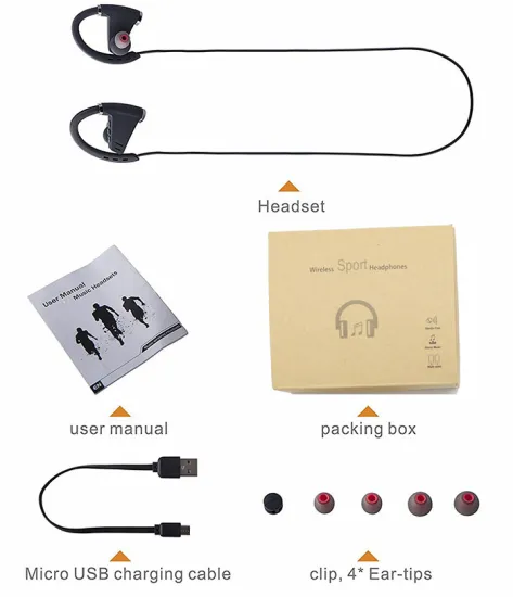 Bluetooth Headphones Sports Earphones Headsets made in China Factory Black