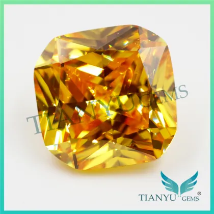 Wholesale Synthetic Zircon Gemstone Suqare Cut Corner L- Gold Yellow Cubic Zirconia Jewelry