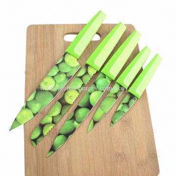 Color kitchen knife sets with non-stick coating
