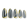 Black golden cat eye Winter style French Nails