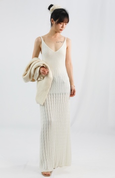 V-neck Dress With Suspender Straps