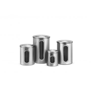 Stainless Steel Canister Set Metal Coffee Kitchen Canister