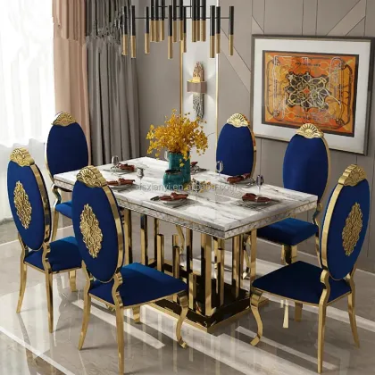 Luxury Marble Top Dining Table Set for Modern Home Furnishing