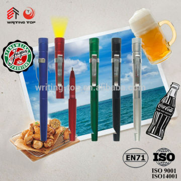 2014 promotional plastic ball pen with led light