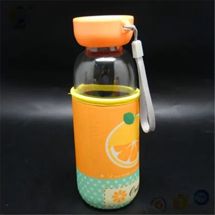 Sports Glass Bottle with Orange Coat