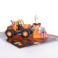 3D Excavator Születésnapi Zene Fény Pop-up Kártya