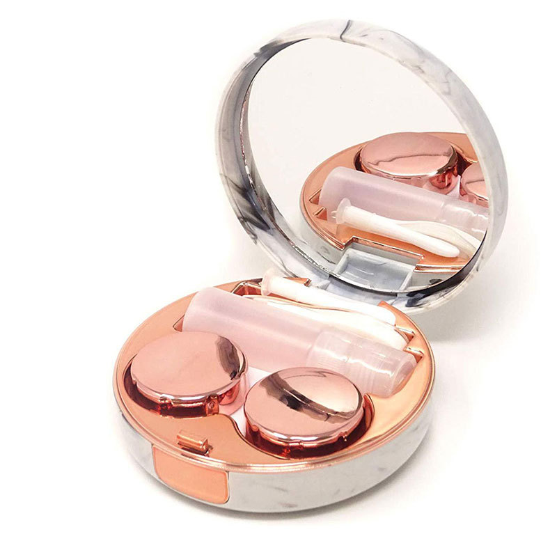Marble Surface Contact Lenses Case With Mirror Travel Glasses Lenses Box For Eyes Care Kit Soaking Contact Lenses Eyewear
