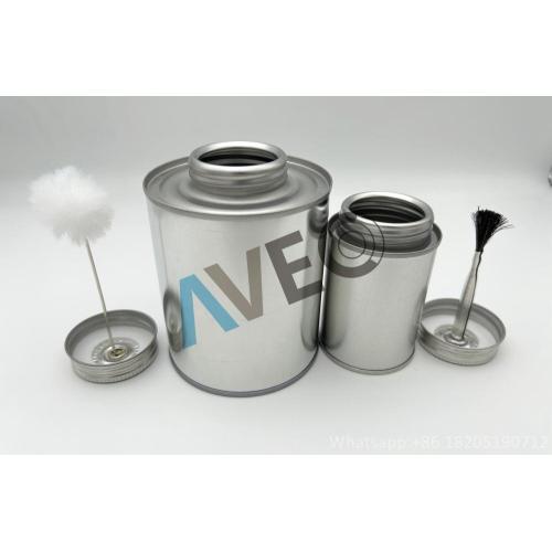 Tin can with brush for PVC glue solvent