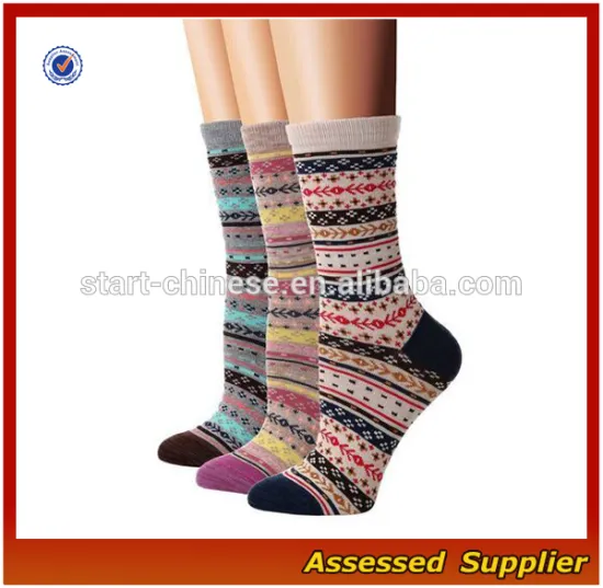Women's Vintage Style Cotton colorful Crew Socks, Perfect for everyday wear--ZP011