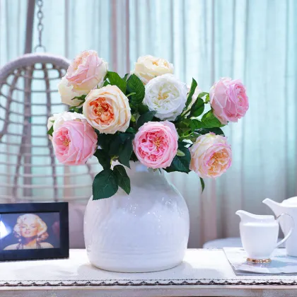 Hot Sale Home Wedding Decorations: Summer Flowers, Artificial Austin Roses, and Real Touch Roses