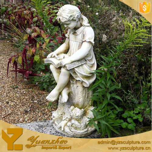 Lovely Natural Stone little girl garden Statue Carving