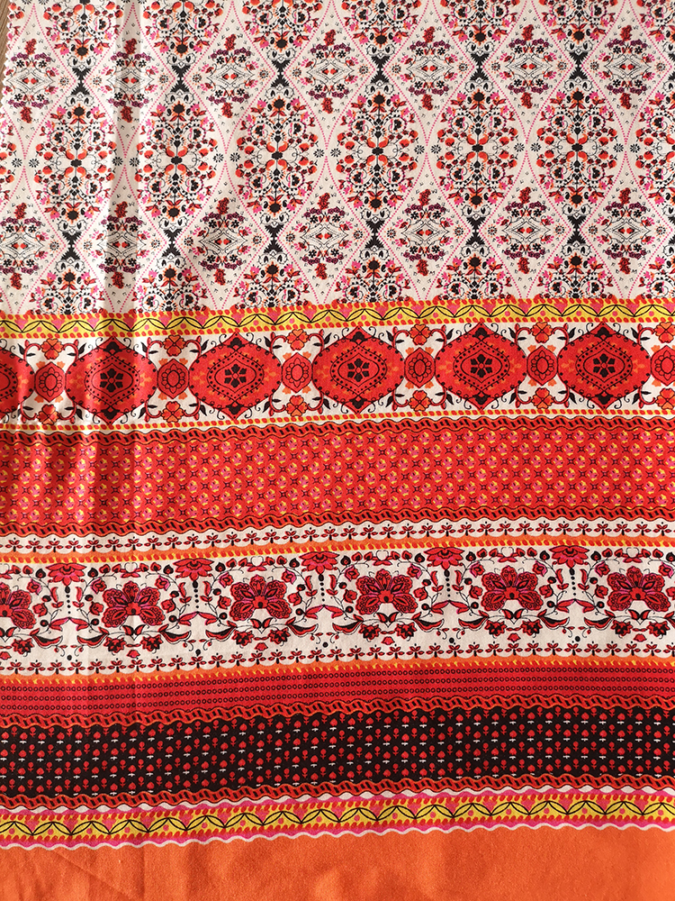 Border Design Rayon Challis 30S Printing Woven Fabric