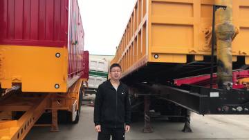 Side dump 3 axle tipper trailer