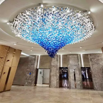 Customized Modern Luxury Blue Glass Stone Chandelier Pendant Light