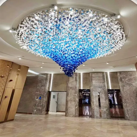 Customized Modern Luxury Blue Glass Stone Chandelier Pendant Light