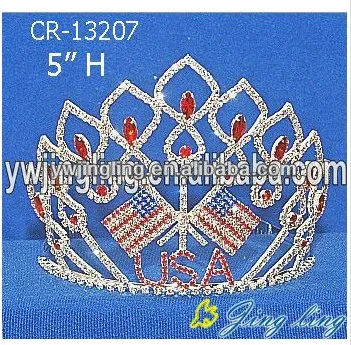 Red Blue Stone USA Flag Pageant Crowns
