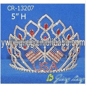 Red Blue Stone USA Flag Pageant Crowns