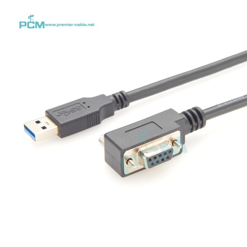 FTDI Serial Cable Adapter: RS232 USB to DB9 Female 4Pin Down Right Angle for Network Equipment