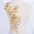 Χρυσό Beaded Lace Applique 3D Flower Embroidery patch