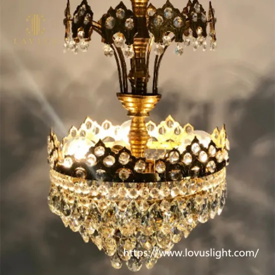 Gold crown high luxury crystal chandelier Villa hotel lobby living room custom crystal chandelier