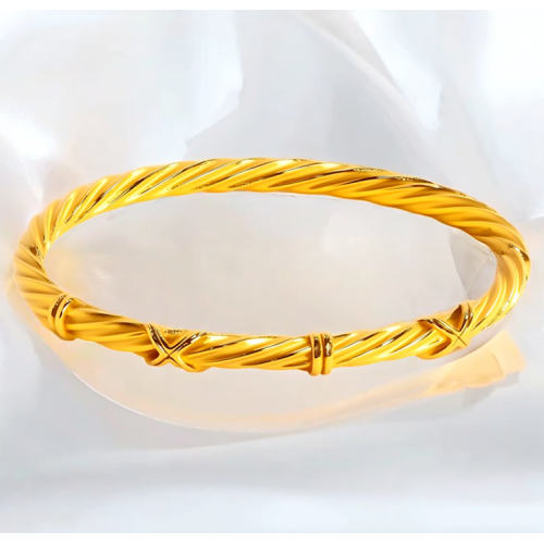 Brazalete de titanio retorcido de acero de lujo