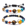 Galaxie cosmique système solaire huit planètes Bracelets étoiles gardiennes perles de pierre naturelle 7 chakra corde tressée à la main hommes femmes