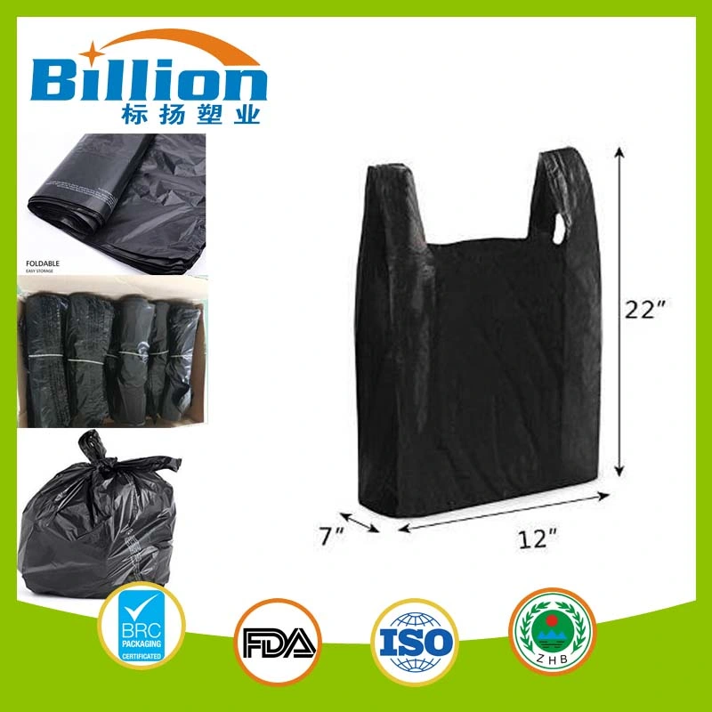 Standard Carrier HDPE Black PP Disposable Spoon T Shirt Trash Plastic Bags