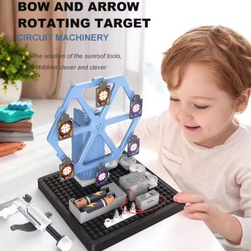 Trẻ em giáo dục đồ chơi tự làm cây cung và mũi tên nhắm mục tiêu xây dựng mạch điện tử thí nghiệm đồ chơi xây dựng thân cây
