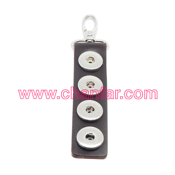 New Arrival 4 Button Charms Leather keychain Jewelry with lobster clasp