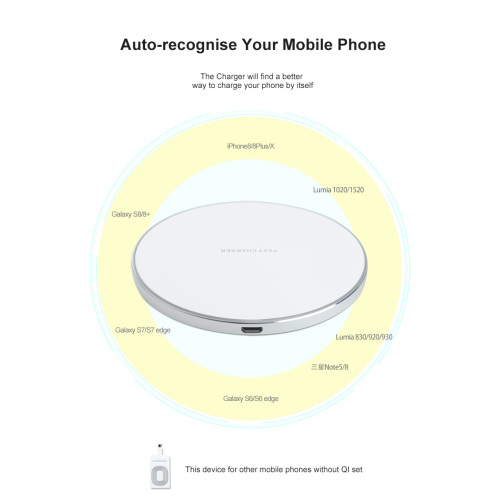 Pad di ricarica Qi USB per caricabatterie wireless da 10 W.