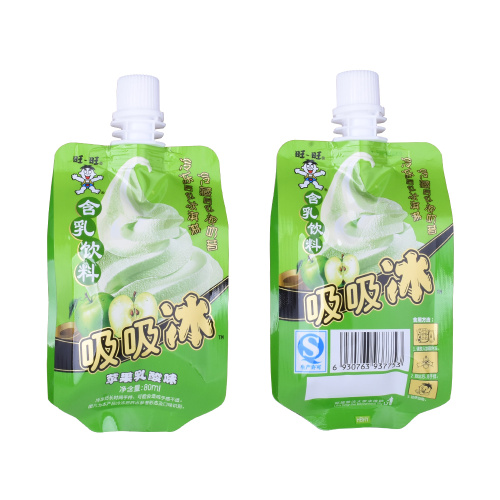 Recyclable juice liquid packing bags with spout