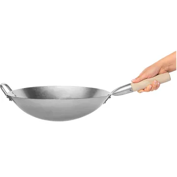 Chinese Wooden handle Carbon Steel Wok With Wooden Handle