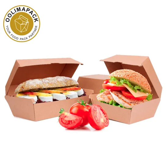 Disposable Paper Hamburger Containers & Packaging Boxes for Burgers