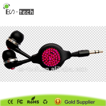 2016 Factory Crystal Retractable Earphones