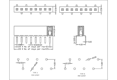 2.0 mm Female Header Single Row Bottom Entry Type2 H4.3 FHDU02-XXSXXXX