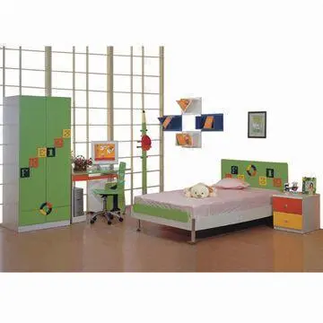 Children's Bedroom Set, Composed of Computer Desk/Chair and Wardrobe
