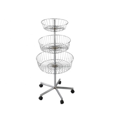 Exibição de arame de metal rack de cesta com suporte