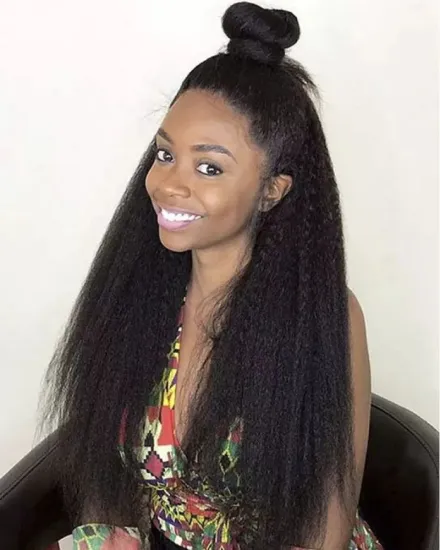 Wholesale Mink Lace Front Virgin 100% Brazilian Human Hair Wigs Kinky Straight Pre Plucked Lace ponytails Wig