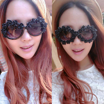 2014 Summer Fashion Unique Handmade Rose Flower Plastic Sunglasses