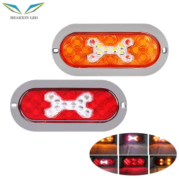 12V/48V LED Oval Trailer Light - Red Amber Turn Signal Brake Stop Light for Truck Trailer Pickup