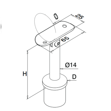 Soporte de pasamanos ajustable de acero inoxidable