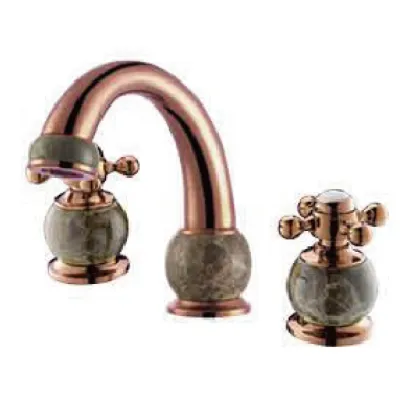 Natural jade plated golden three hole faucet
