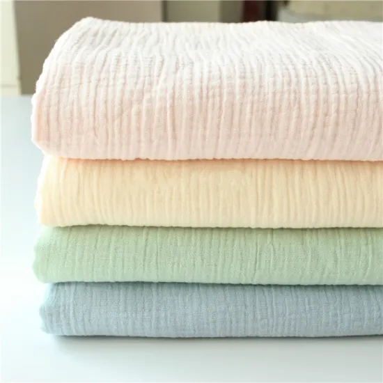 Cotton Crepe Fabric Pure Color Cotton Fabric for Summer Clothing Childrenswear Fabric