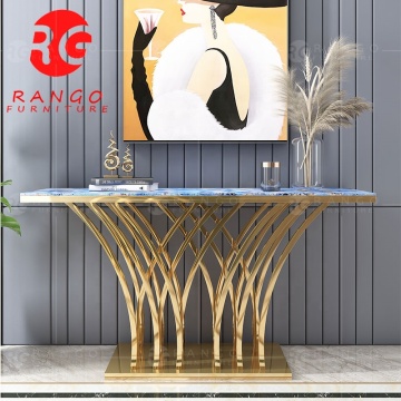 High Quality Marble Top Console Table 120cm - Chrome Sofa Table TV Cabinet