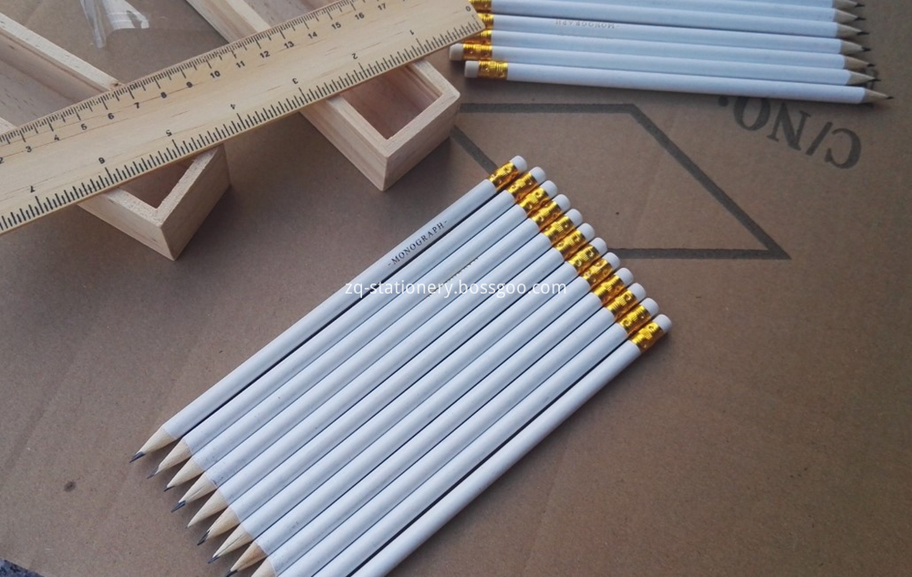 Promotional White HB Pencil with Eraser