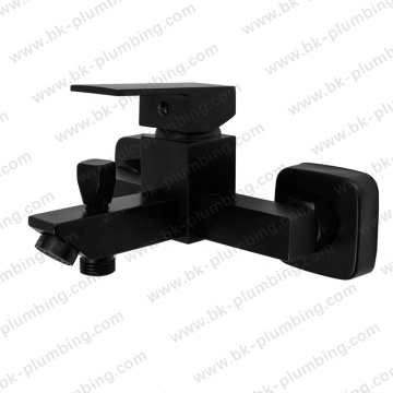 Black Brass Wall-Mounted Bathtub and Shower Faucet Mixer