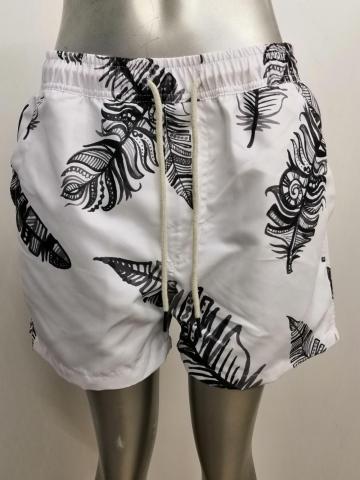 Leafy print men's beach shorts